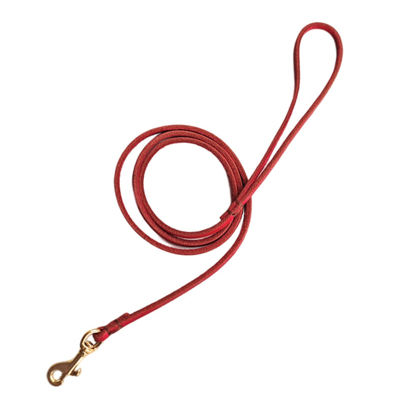 Premium Round Leather Dog Leash – Soft Genuine Leather Pet Lead with Gold Swivel Clip for Small Medium Dogs-Pet Collars & Leashes-BIG FRENCHIES-Jane's Pet Boutique