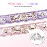 Luxury Crystal Heart Dog Collar – Pink & Purple Croc Texture