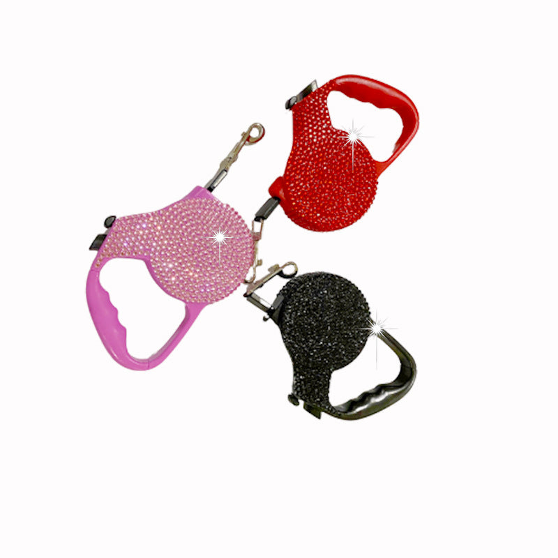 Bling Retractable Dog Leash – 16.4 feet Sparkly Crystal Lead-Pet Collars & Leashes-BIG FRENCHIES-Jane's Pet Boutique