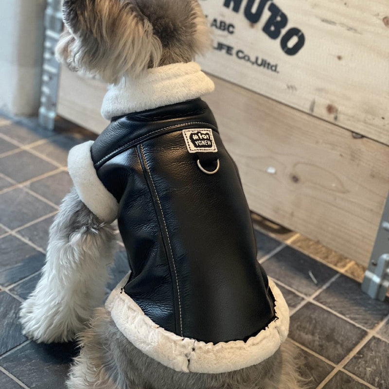 Furry Biker Pet Jacket Dog Clothing-Pet Apparel-BIG FRENCHIES-Jane's Pet Boutique