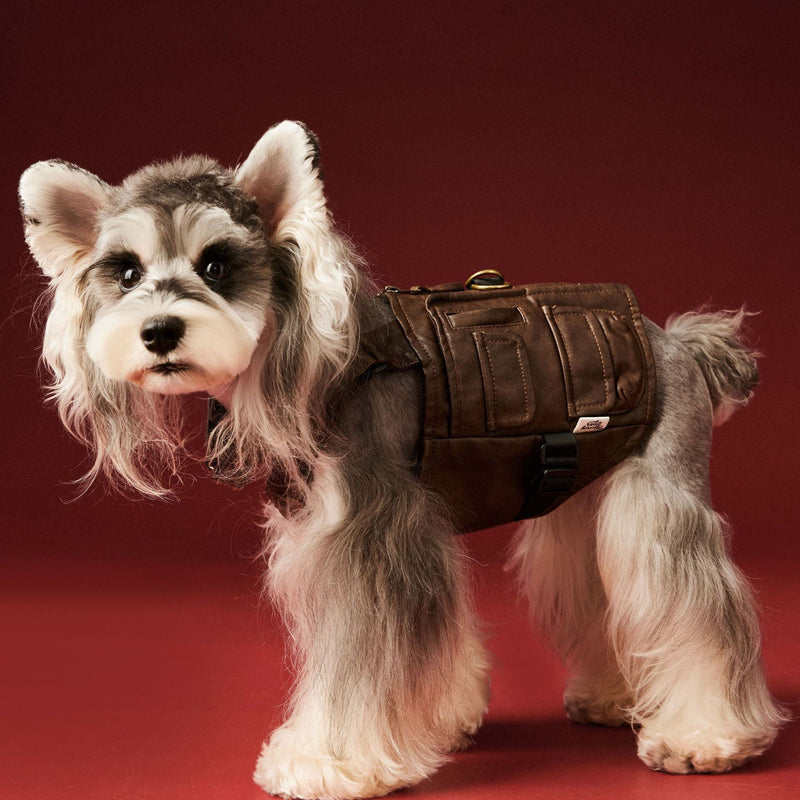 Vintage Dog Faux Leather & Utility Pockets-Pet Apparel-BIG FRENCHIES-Jane's Pet Boutique