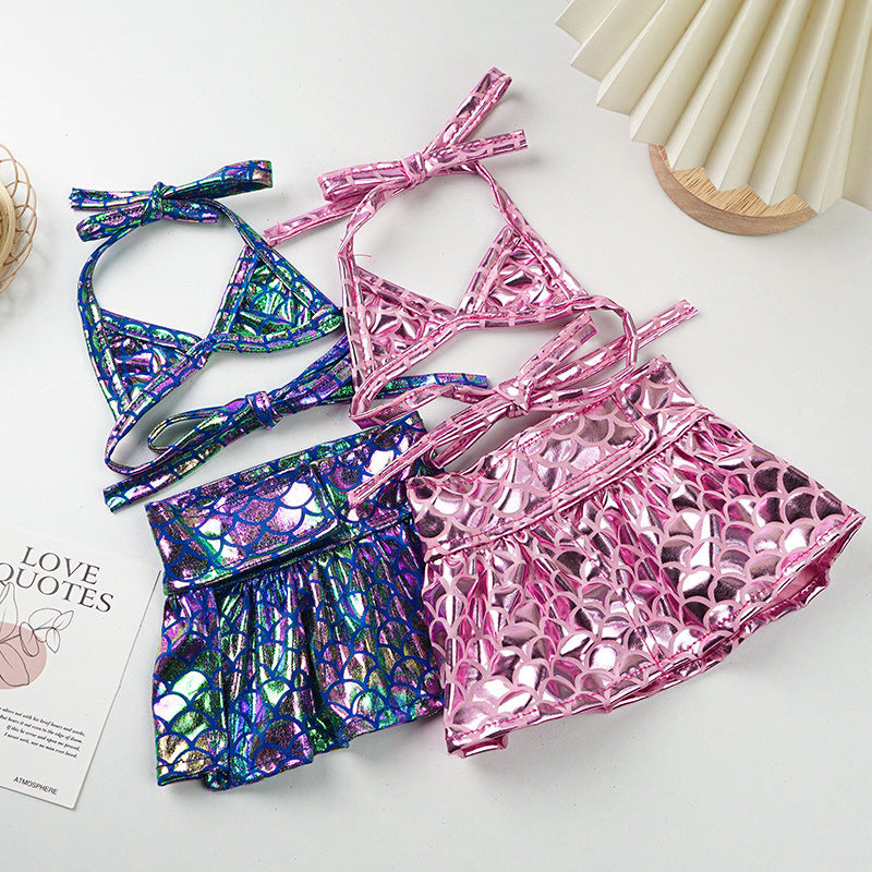 Mermaid Dog Bikini Set – Shiny Swimsuit with Skirt-Pet Apparel-BIG FRENCHIES-Jane's Pet Boutique