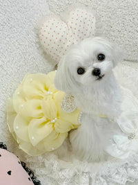 Handmade Elegant Yellow Pearl Princess Dress