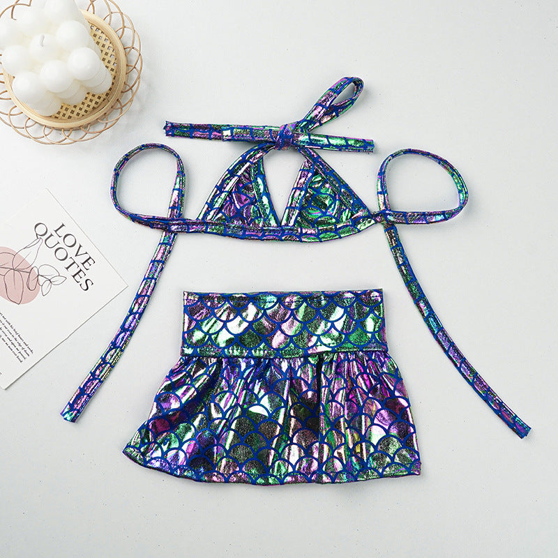 Mermaid Dog Bikini Set – Shiny Swimsuit with Skirt-Pet Apparel-BIG FRENCHIES-Jane's Pet Boutique