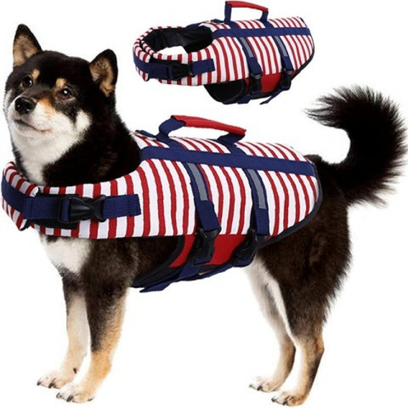 Dog Life Jacket – Striped Design with Safety Handle-Pet Apparel-BIG FRENCHIES-Jane's Pet Boutique