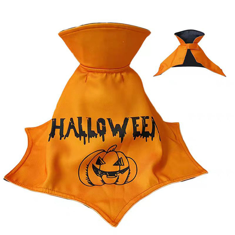 Dog Halloween Cape with Pumpkin Print & High Collar-Pet Apparel-BIG FRENCHIES-Jane's Pet Boutique