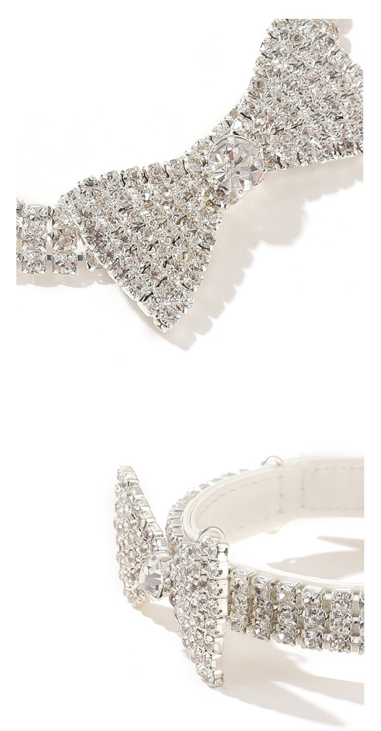 Crystal Bow Glam Pet Collar For Dog-Pet Collars & Leashes-BIG FRENCHIES-Jane's Pet Boutique