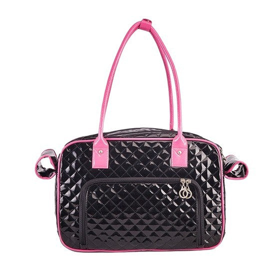 Pet Carrier Bag – Glossy Quilted Design with Safety Strap-Pet Carriers & Travel-BIG FRENCHIES-Jane's Pet Boutique