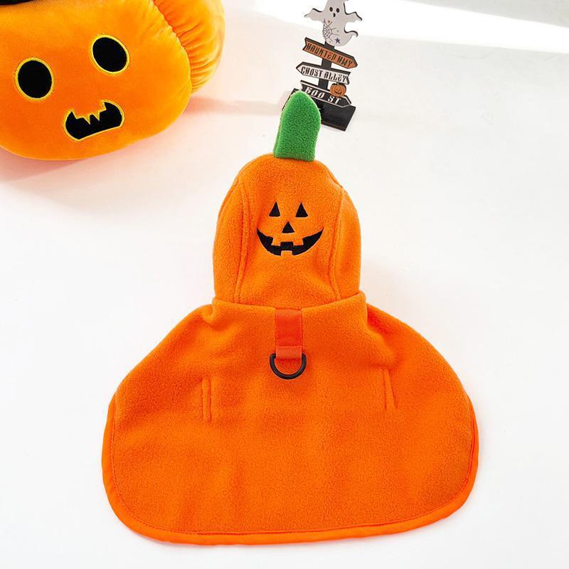 Dog Pumpkin Hooded Cape with Fleece & Snap Buttons-Pet Apparel-BIG FRENCHIES-Jane's Pet Boutique