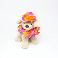Pet Straw Hat and Flower Lei Set Beach Hawaii Style