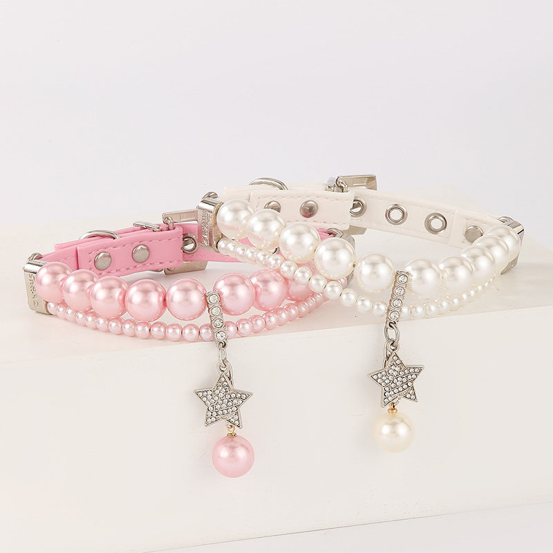Luxury Pearl Pet Collar and Leash Set – Elegant & Lightweight-Pet Collars & Leashes-BIG FRENCHIES-Jane's Pet Boutique