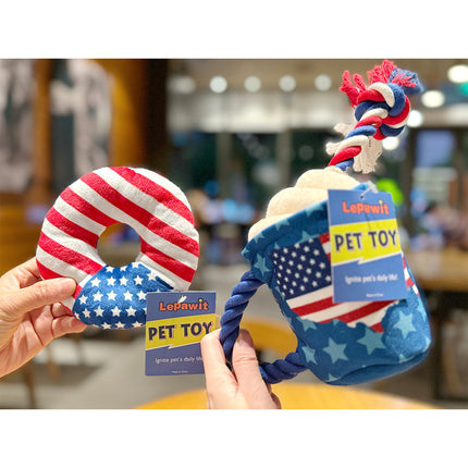 Dog Toy USA flag donut & drinks kit-Pet Toys-BIG FRENCHIES-Jane's Pet Boutique