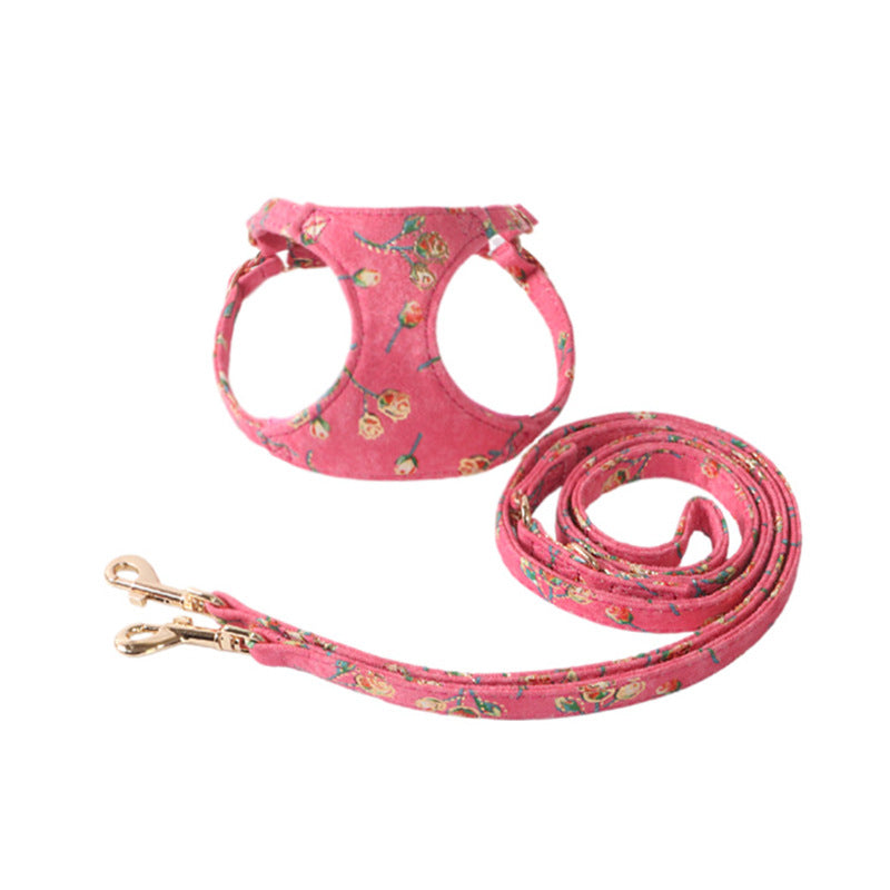 Vintage Floral Dog Harness & Leash Set – Soft Lightweight & Stylish-Pet Collars & Leashes-BIG FRENCHIES-Jane's Pet Boutique