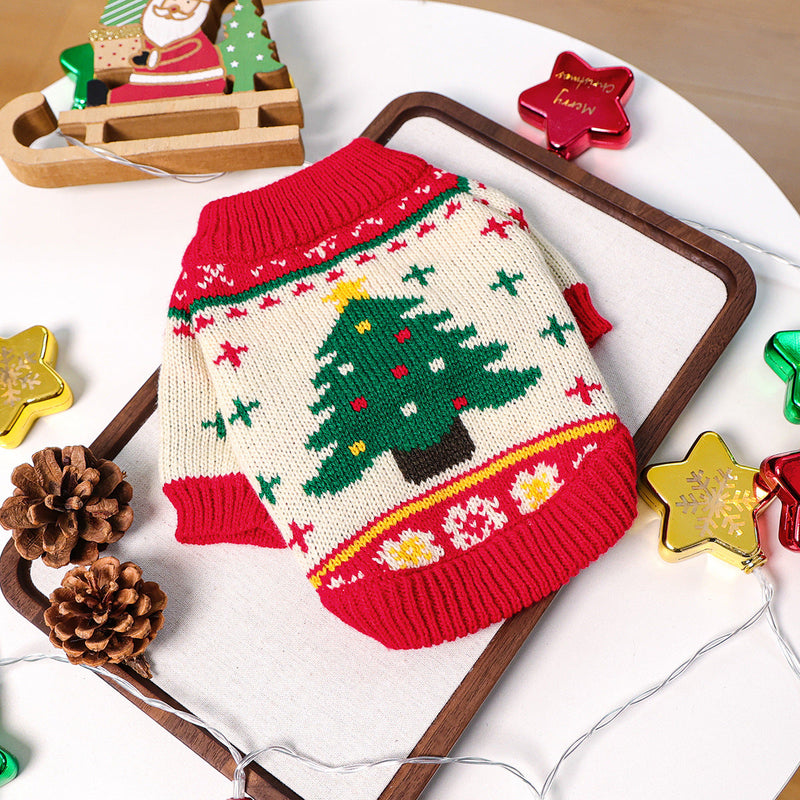 Christmas Cozy Tree Knit Sweater for Dogs & Cats-Pet Apparel-BIG FRENCHIES-Jane's Pet Boutique