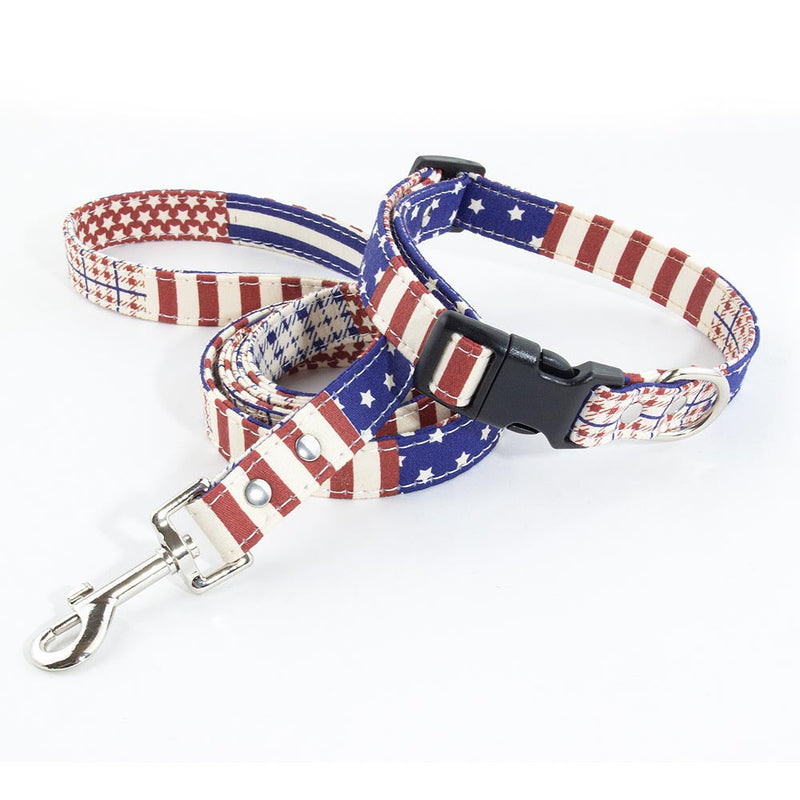 American Flag Dog Collar & Leash Set-Pet Collars & Leashes-BIG FRENCHIES-Jane's Pet Boutique