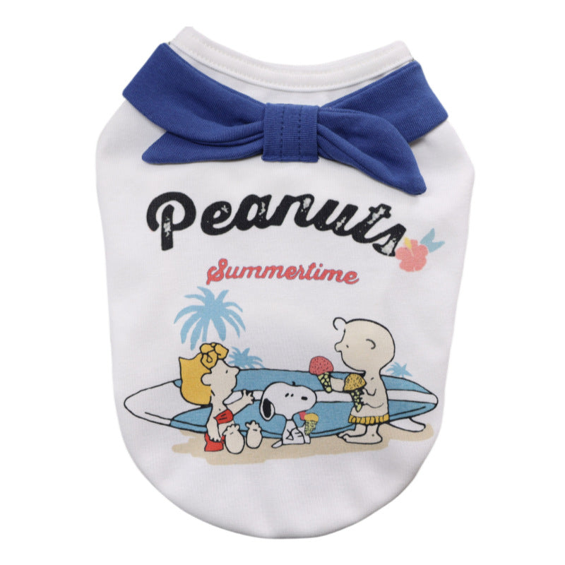 Dog T-shirt Navy Collar Peanuts-Pet Apparel-BIG FRENCHIES-Jane's Pet Boutique