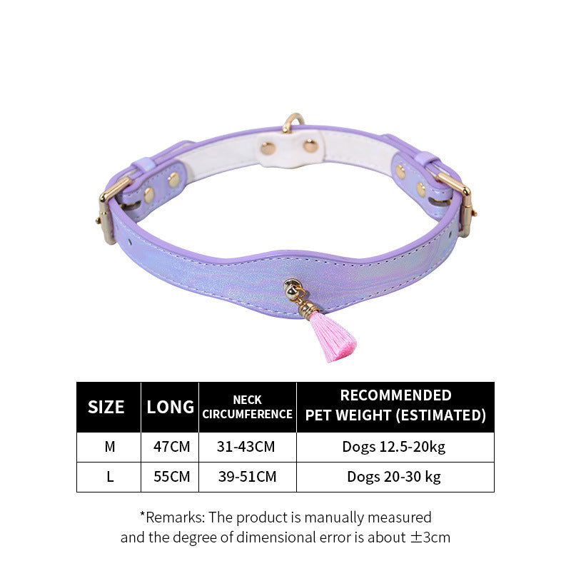 Iridescent Tassel Dog Collar – Adjustable Leather Collar for Medium to Large Dogs-Pet Collars & Leashes-BIG FRENCHIES-Jane's Pet Boutique