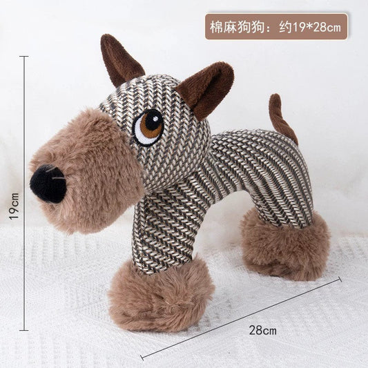 Dog Toy Linen Plush – Durable Squeaky Puppy Chew Toy