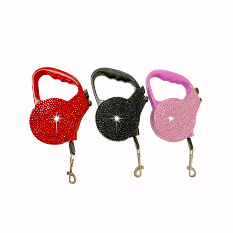 Bling Retractable Dog Leash – 16.4 feet Sparkly Crystal Lead-Pet Collars & Leashes-BIG FRENCHIES-Jane's Pet Boutique