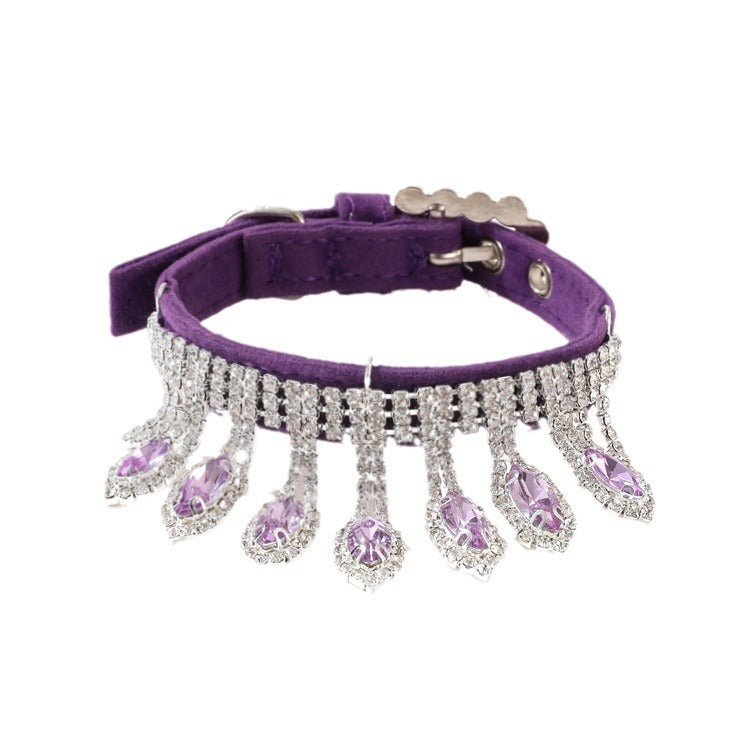 Crystal Chandelier Gemstone Pet Collar 4 Color-Pet Collars & Leashes-BIG FRENCHIES-Jane's Pet Boutique
