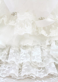 Luxury Victorian Lace Dog Wedding Dress Handmade Pearl Bridal Gown Princess Pet Wedding Dress Couture White Formal Gown