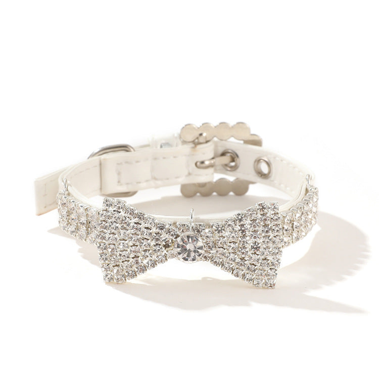 Crystal Bow Glam Pet Collar For Dog-Pet Collars & Leashes-BIG FRENCHIES-Jane's Pet Boutique