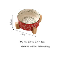 Pet Ceramic Bowl With Stand Garden Pattern