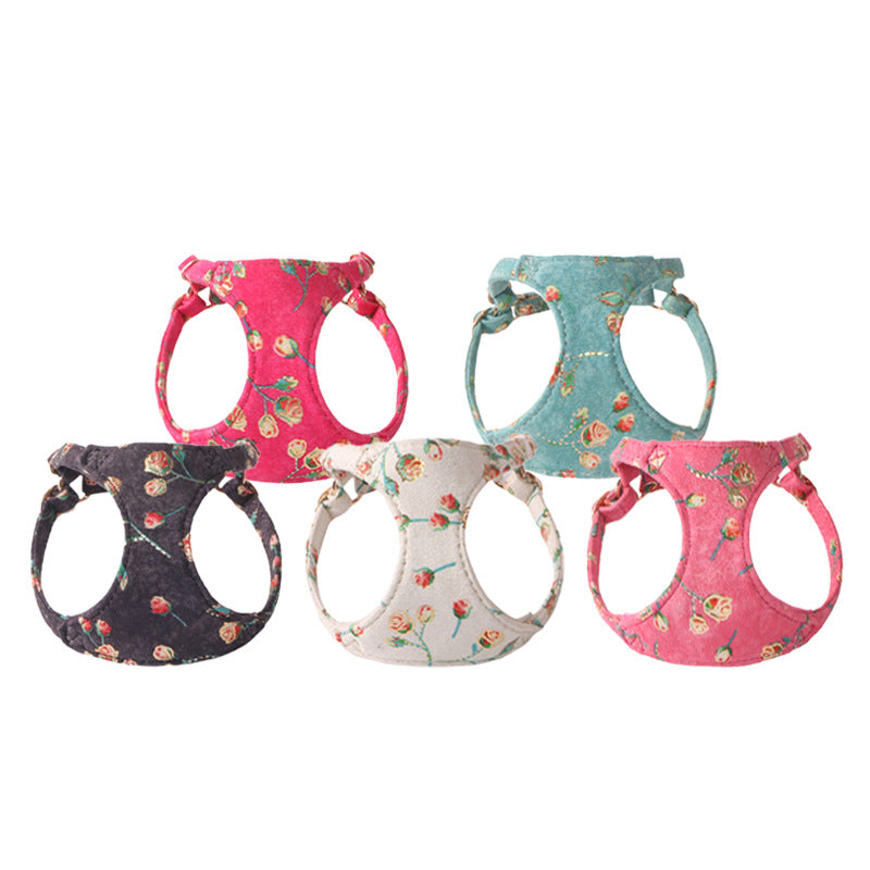 Vintage Floral Dog Harness & Leash Set – Soft Lightweight & Stylish-Pet Collars & Leashes-BIG FRENCHIES-Jane's Pet Boutique