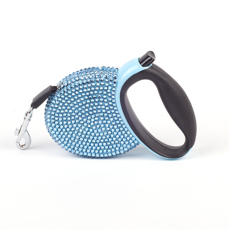 Bling Retractable Dog Leash – 9.8feet Crystal Design-Pet Collars & Leashes-BIG FRENCHIES-Jane's Pet Boutique