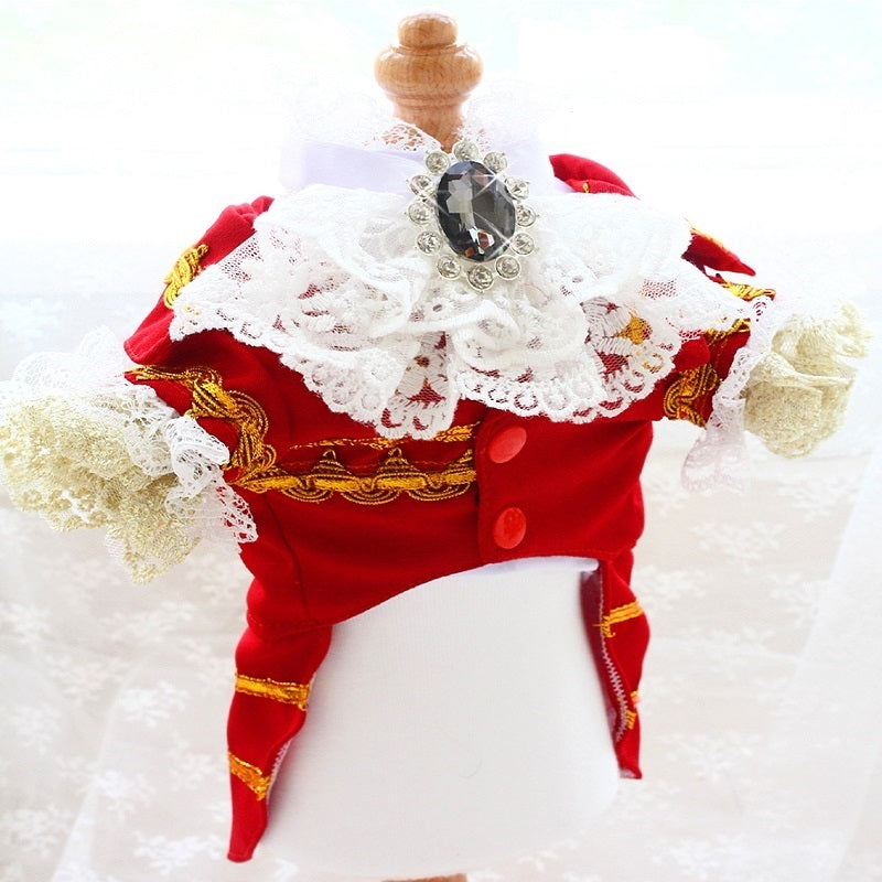 Handmade Regal French Court Dog Clothes Tailcoat Luxury Pet Suit With Shirt Lace and Gold Detailing-Pet Apparel-BIG FRENCHIES-Jane's Pet Boutique