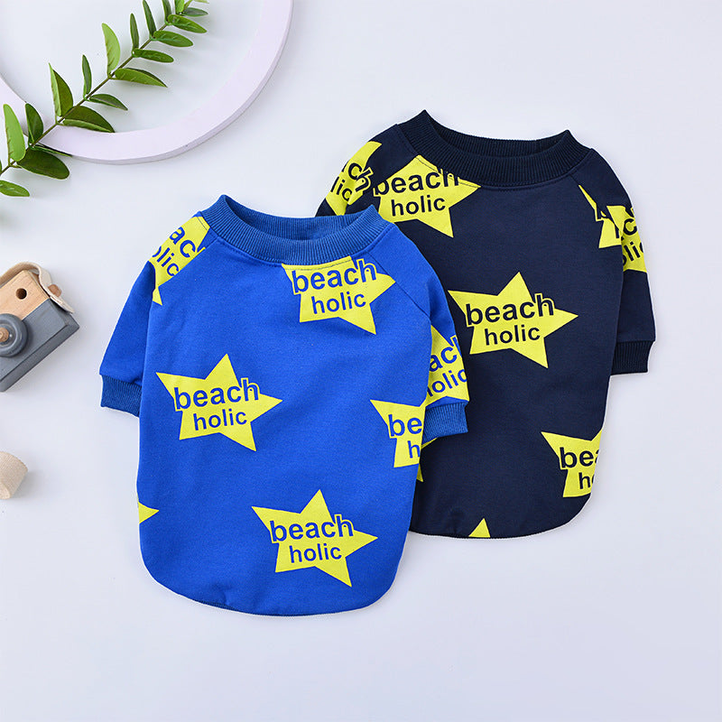 Star Print Dog Sweatshirt + Cozy Fit & Beach Holic Style-Pet Apparel-BIG FRENCHIES-Jane's Pet Boutique
