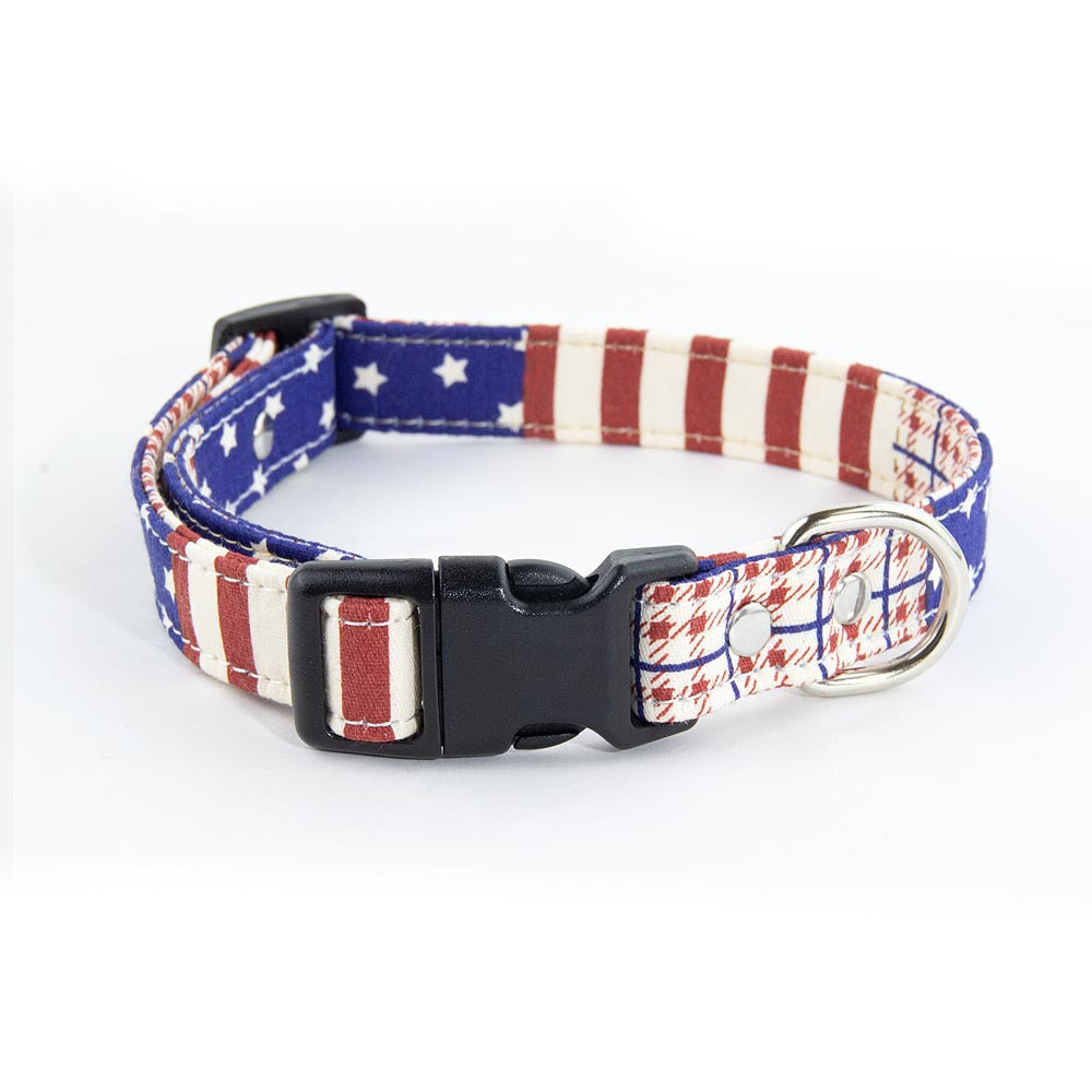 American Flag Dog Collar & Leash Set-Pet Collars & Leashes-BIG FRENCHIES-Jane's Pet Boutique