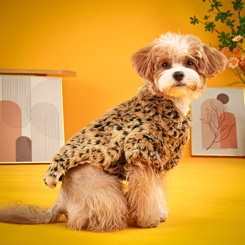 Dog coat leopard fur-Pet Apparel-BIG FRENCHIES-Jane's Pet Boutique