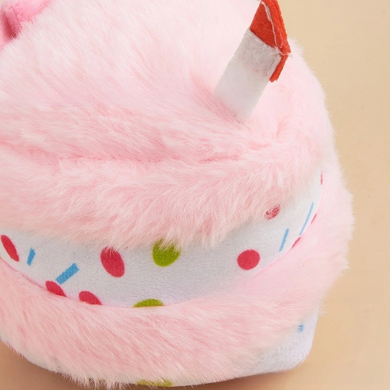 Birthday Cake Plush Dog Toy with Squeaker-Pet Toys-BIG FRENCHIES-Jane's Pet Boutique