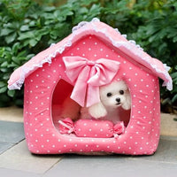 Dog house princess pink dot lace
