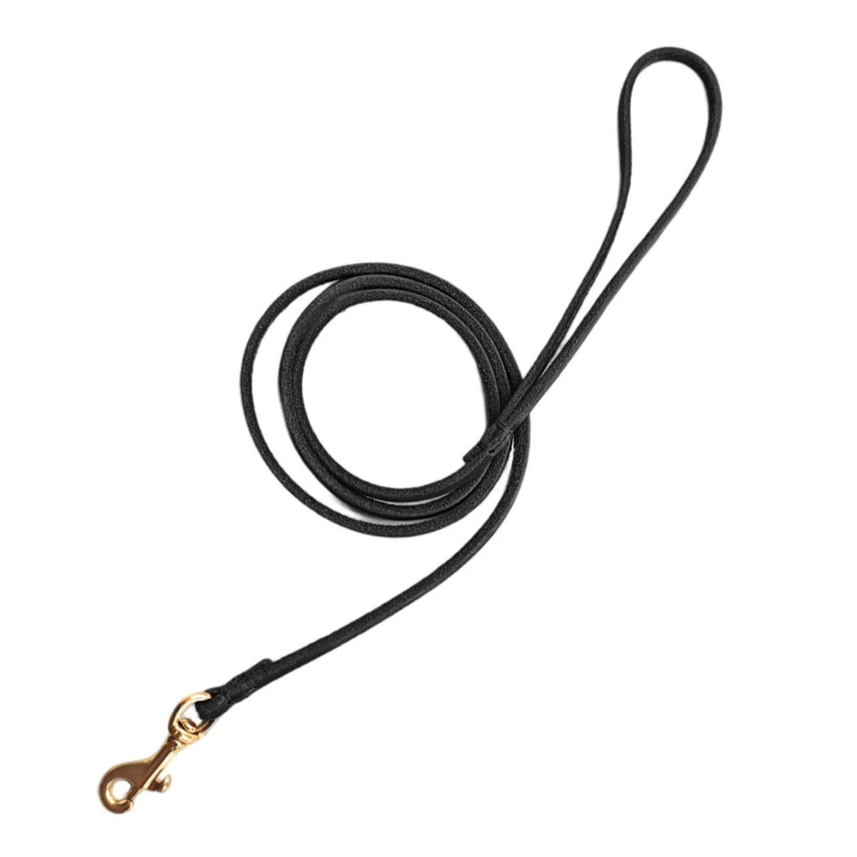 Premium Round Leather Dog Leash – Soft Genuine Leather Pet Lead with Gold Swivel Clip for Small Medium Dogs-Pet Collars & Leashes-BIG FRENCHIES-Jane's Pet Boutique