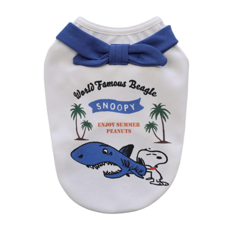 Dog T-shirt Navy Collar Snoopy Shark-Pet Apparel-BIG FRENCHIES-Jane's Pet Boutique