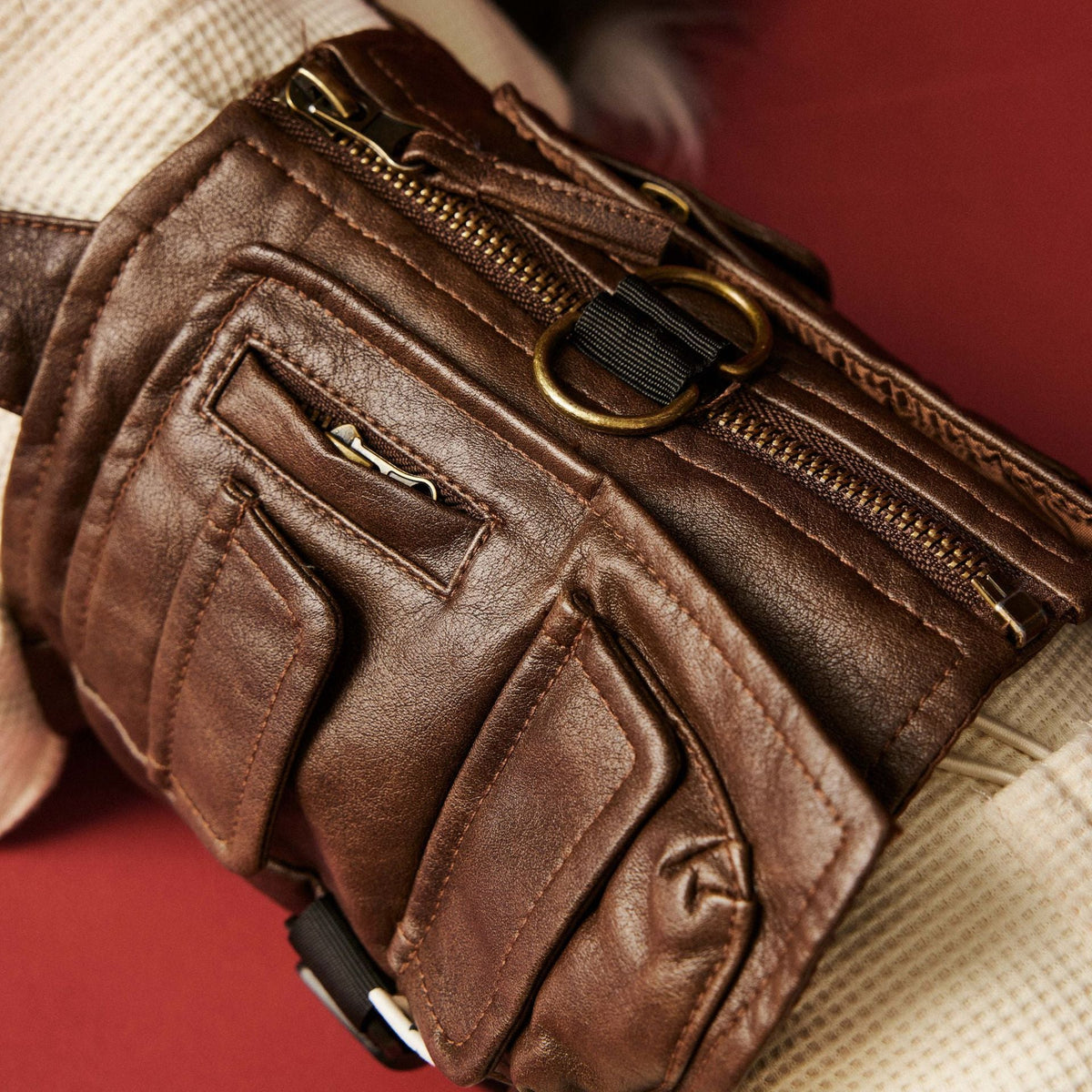 Vintage Dog Faux Leather & Utility Pockets-Pet Apparel-BIG FRENCHIES-Jane's Pet Boutique