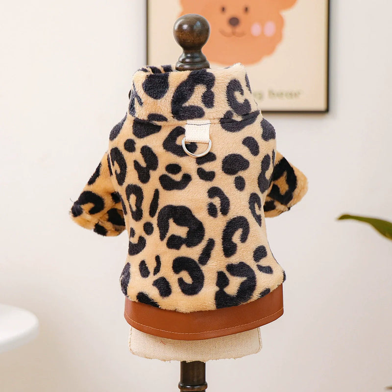 Leopard Plush Dog jacket-Pet Apparel-BIG FRENCHIES-Jane's Pet Boutique