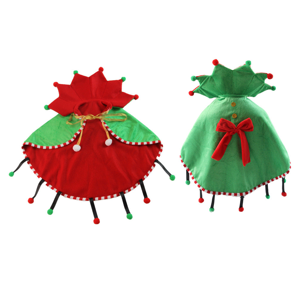 Dog & Cat Christmas Cape • Fleece Cloak with Pom-Poms-Pet Apparel-BIG FRENCHIES-Jane's Pet Boutique