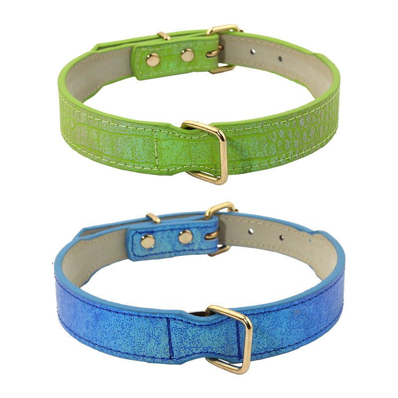Croc-Textured Faux Leather Dog Collar-Pet Collars & Leashes-BIG FRENCHIES-Jane's Pet Boutique