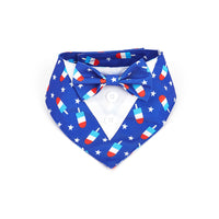 Patriotic Popsicle Dog Tuxedo Bandana Collar – 4th of July Bow Tie Pet Bib Scarf USA
