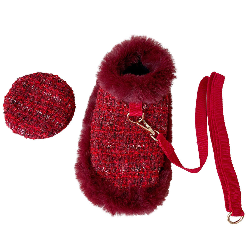 Dog cape+hat+leash sets wine tweed-Pet Apparel-BIG FRENCHIES-Jane's Pet Boutique