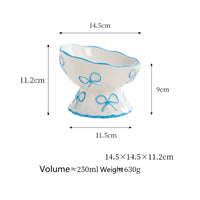 Cute Bow Ceramic Pet Bowl Elevated Princess Dog Cat Feeding Bowl