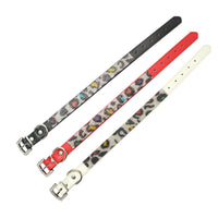 Rhinestone Leopard PU Dog Collar