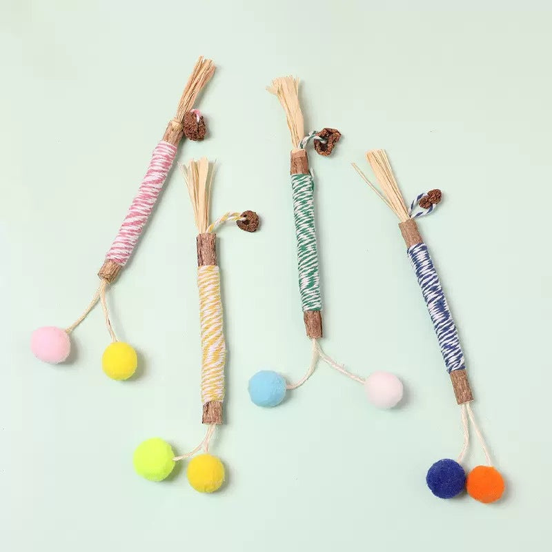 Cat Toy Colorful Silver Vine Gall Fruit Chew Stick-Pet Toys-BIG FRENCHIES-Jane's Pet Boutique