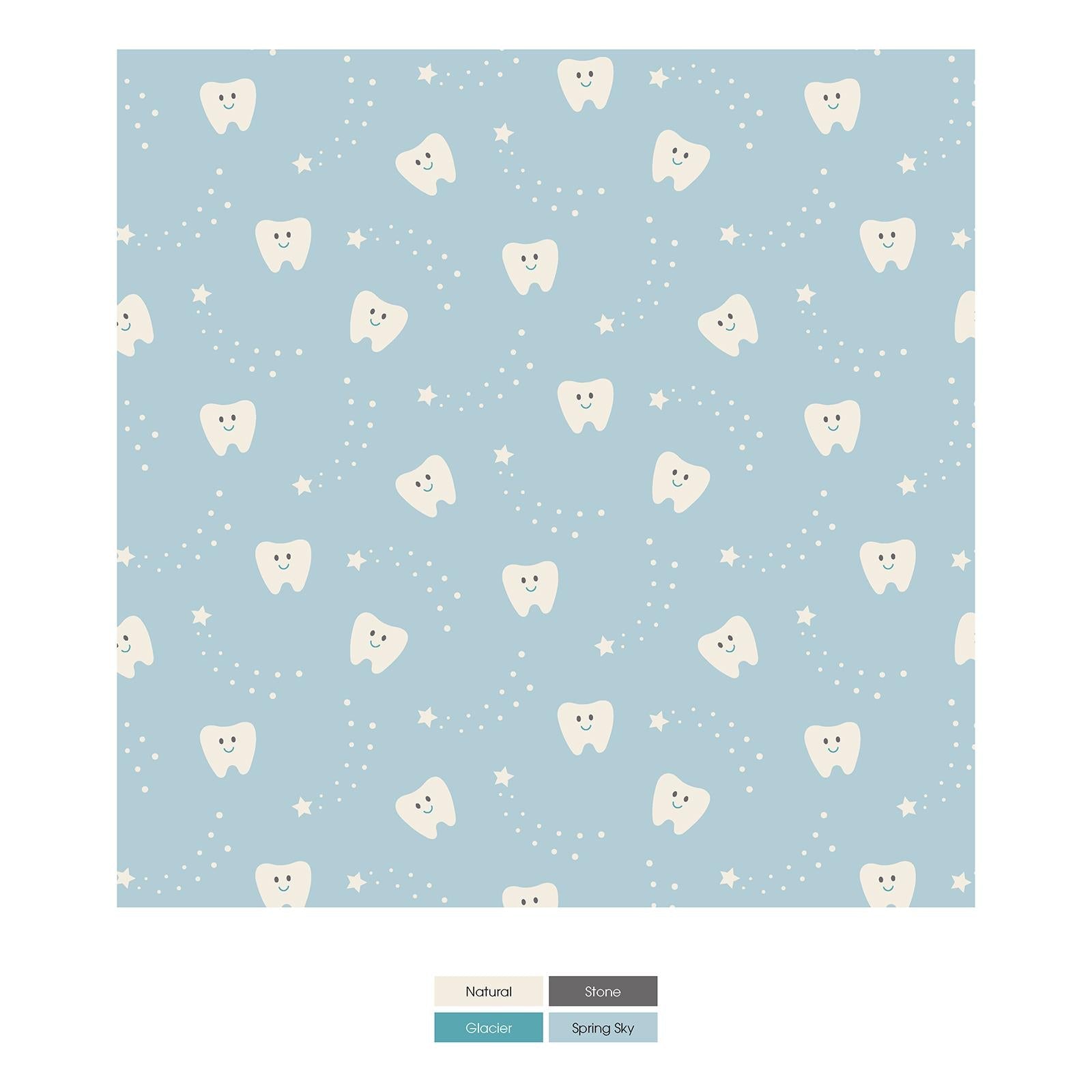 Print Long Sleeve Pajama Set in Spring Sky Tooth