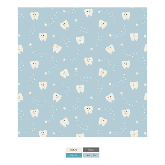 Print Long Sleeve Pajama Set in Spring Sky Tooth