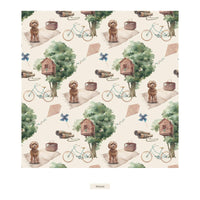 Print Bib Set of 3 in Natural Tree House; Jade Wavy Lattice & Fresh Air Frisbee Labs