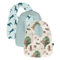 Print Bib Set of 3 in Natural Tree House; Jade Wavy Lattice & Fresh Air Frisbee Labs